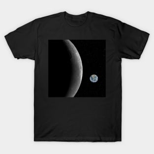 Moon and the small planet Earth T-Shirt